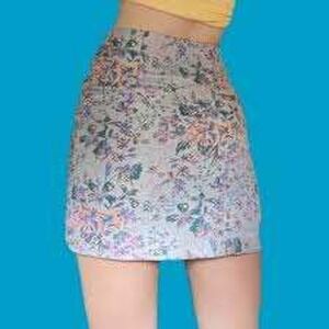 Zara Floral Jacquard Ruched Mini Skirt SMALL Cottage Coquette Soft Girl Romance